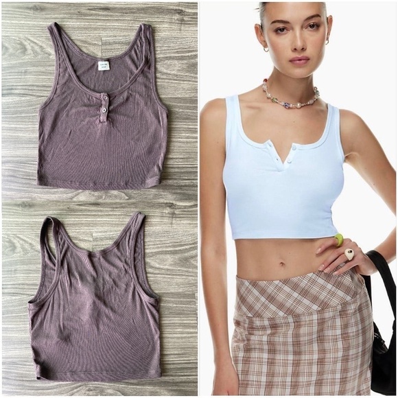 Aritzia Sunday Best Kara Crop Tank Brown XS - Picture 1 of 6